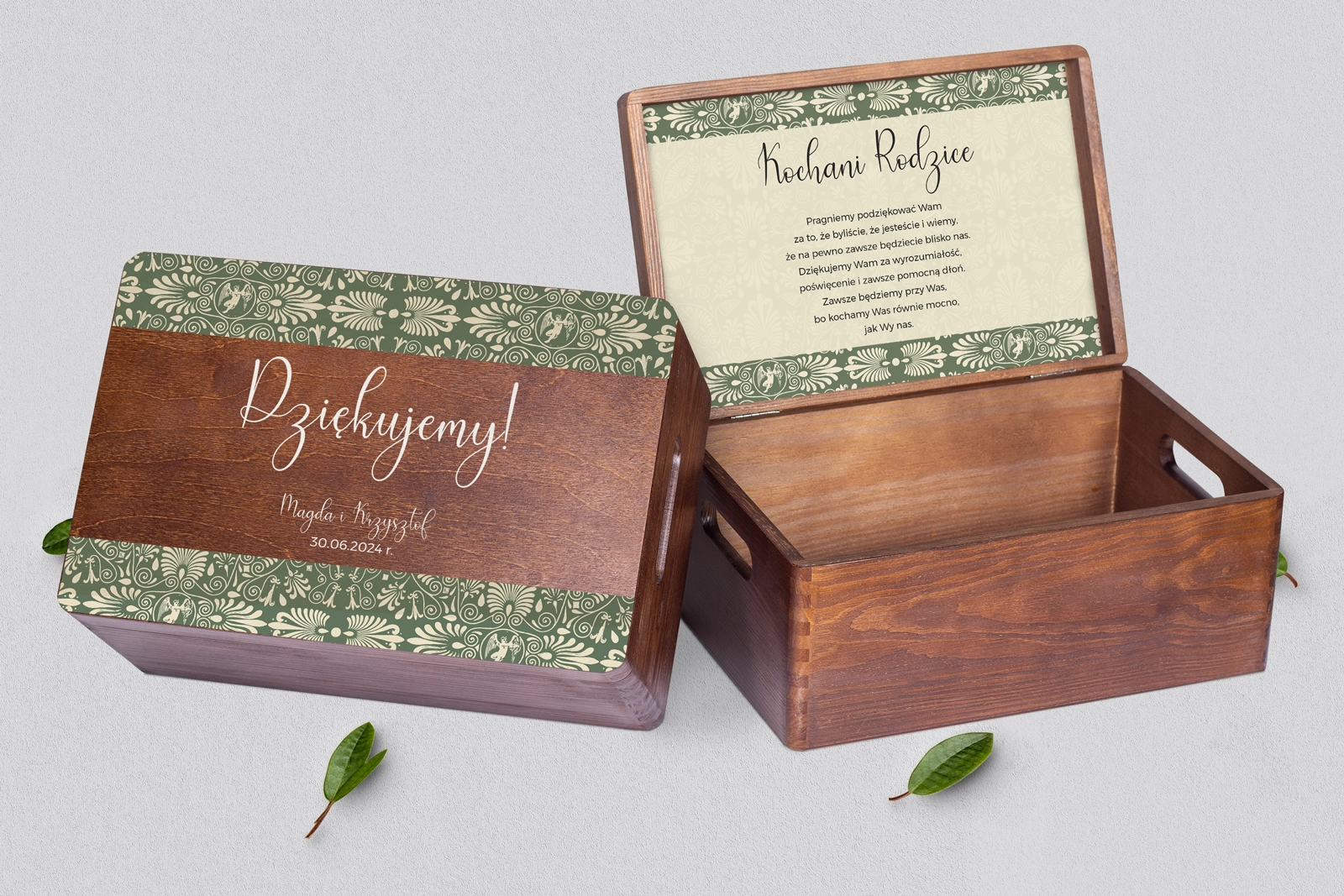 Skrzyneczka dla Rodziców - brązowa Vintage Motyw 2