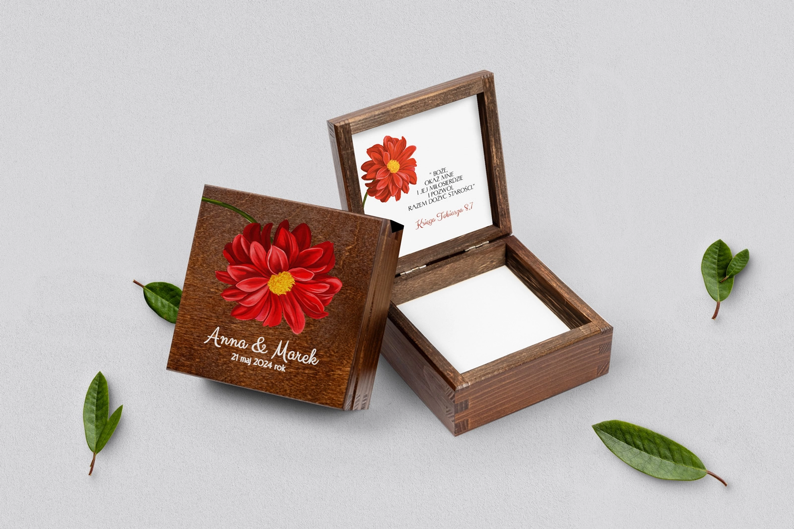 Pudełko na obrączki brązowe - Sweet Love Motyw 5