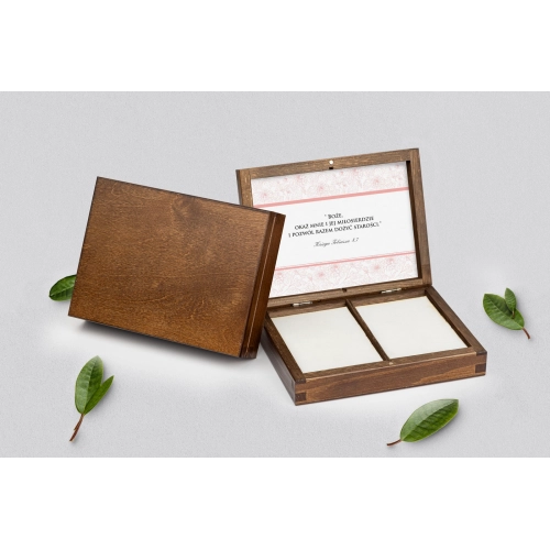 Pudełko na obrączki prostokątne brązowe - Ornaments Motyw 5