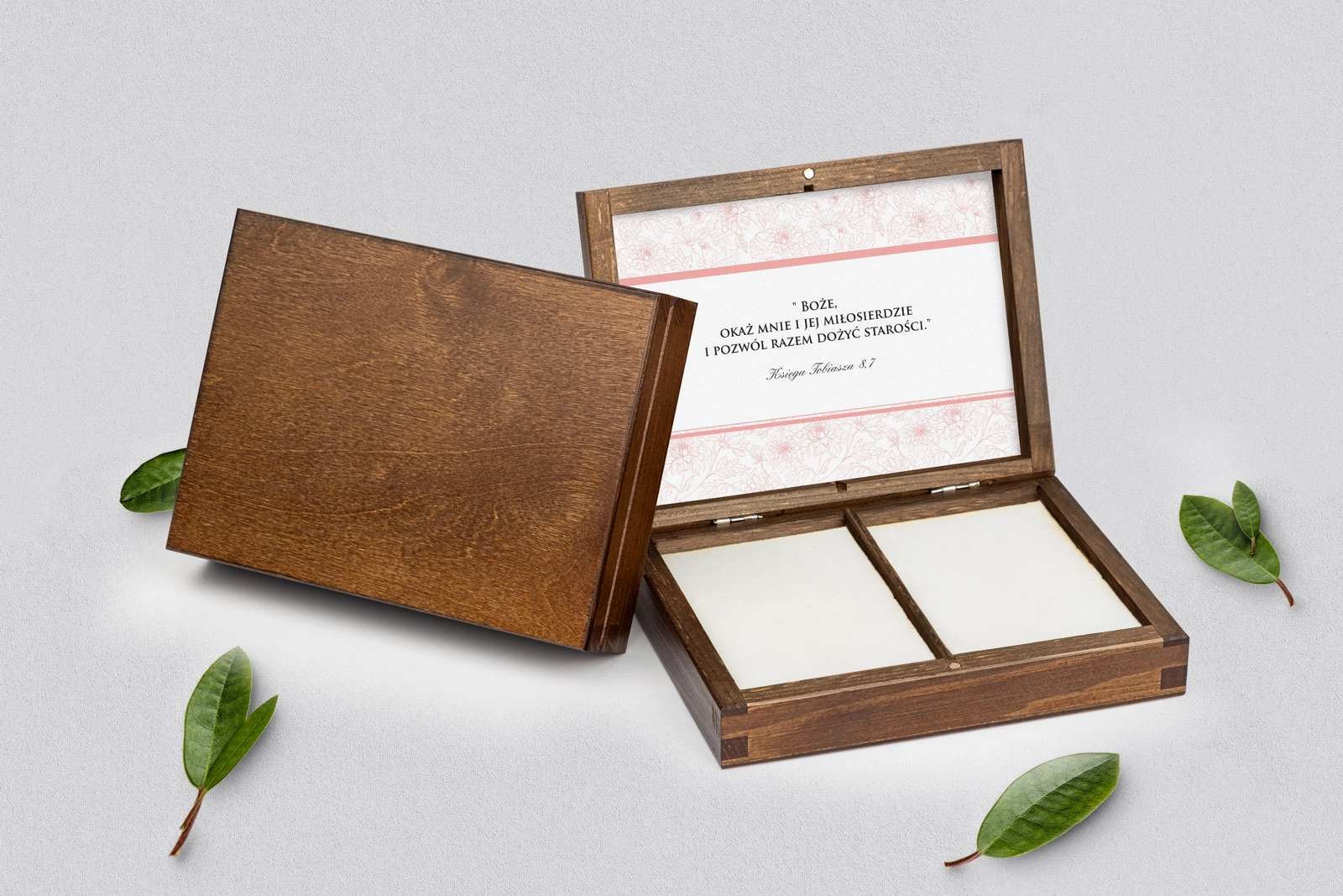 Pudełko na obrączki prostokątne brązowe - Ornaments Motyw 5