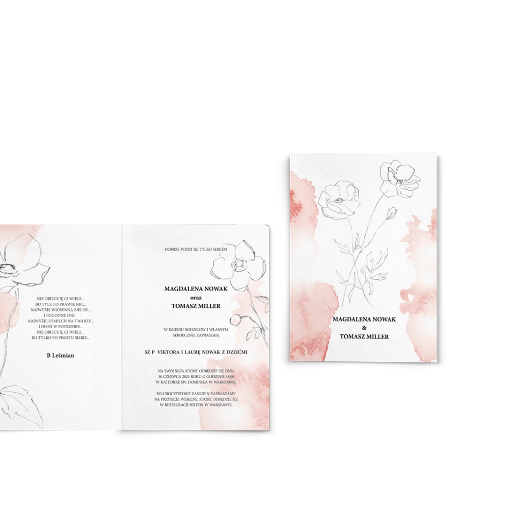 Zaproszenia ślubne Julietta - Składane Motyw 1