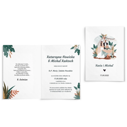 Zaproszenia ślubne Boho wedding - Składane motyw 2