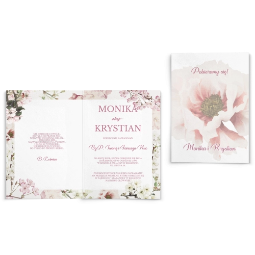 Zaproszenia ślubne Garden of Love - Składane motyw 1