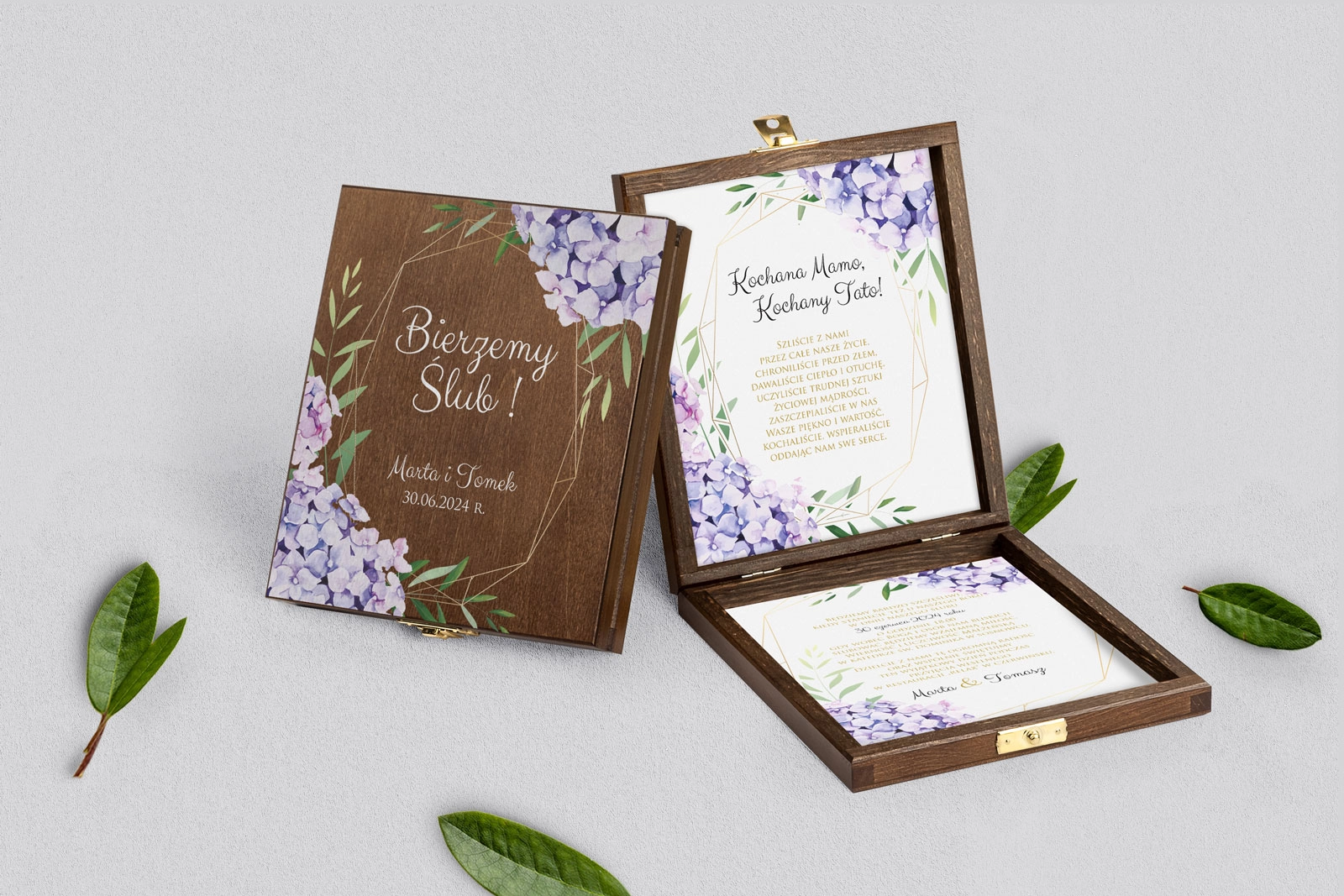 Zaproszenie dla Rodziców - brązowe Flowers & Frame Motyw 1