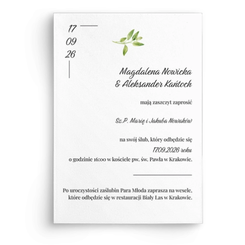 Zaproszenia ślubne Nature - Motyw 2