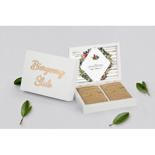 Pudełko na obrączki prostokątne białe - Akwarelka - Motyw 3