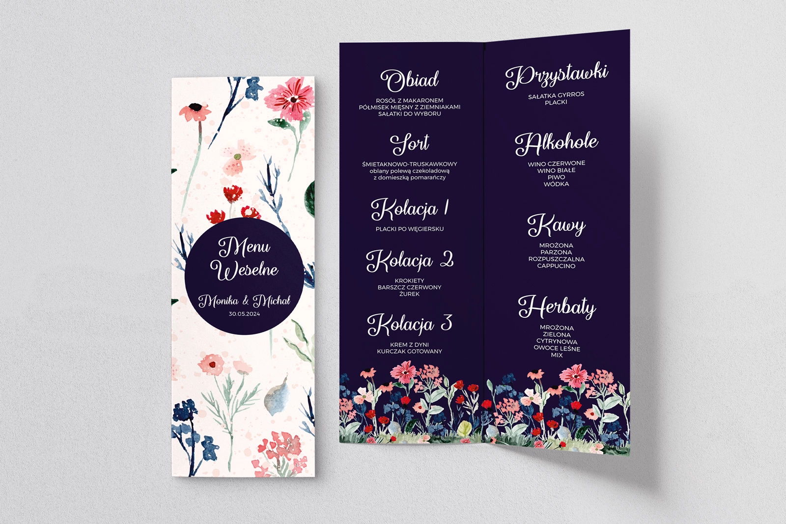 Menu Weselne Wildflowers - Motyw 1