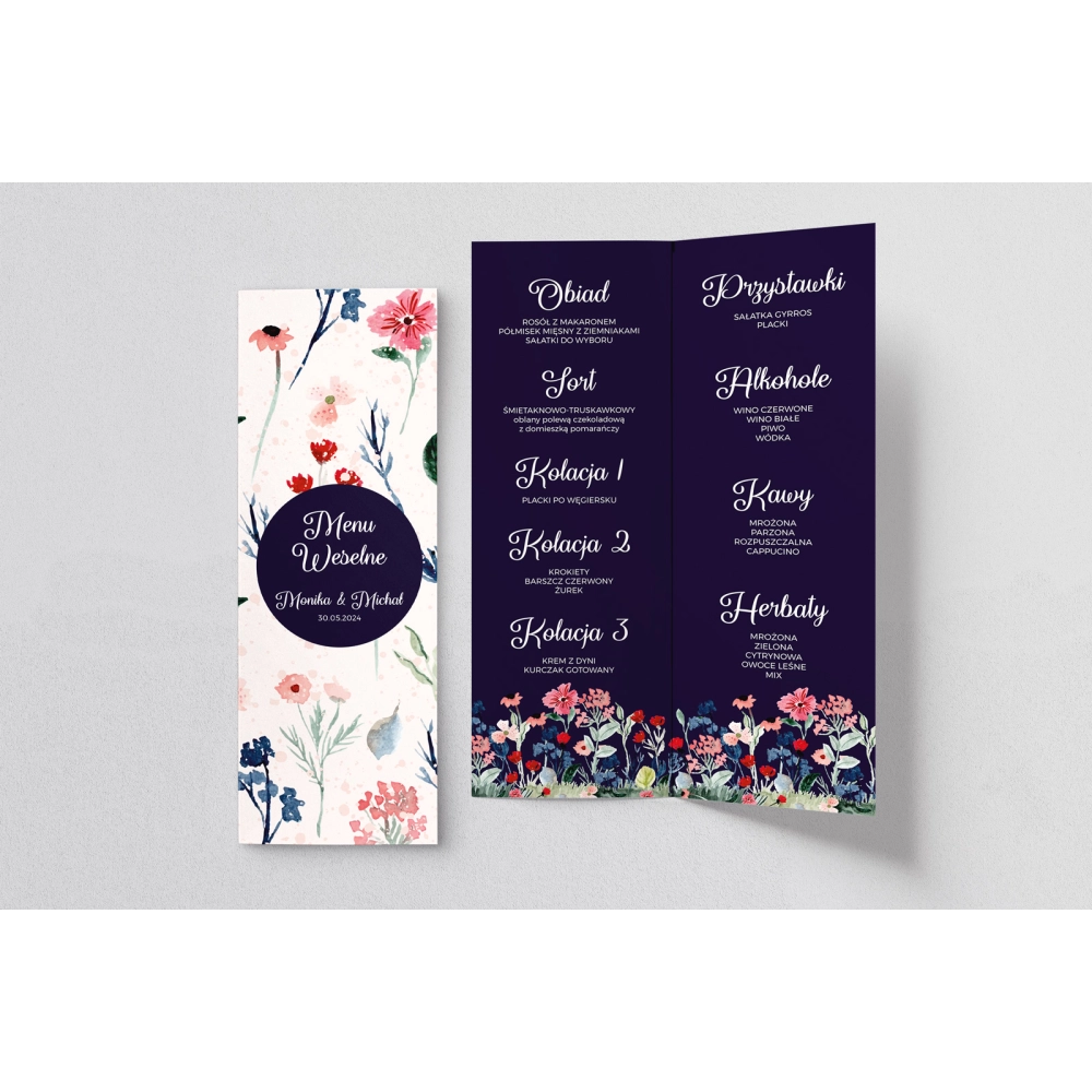 Menu Weselne Wildflowers - Motyw 1