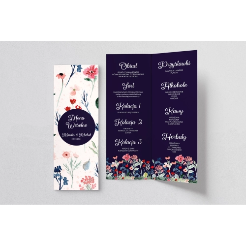 Menu Weselne Wildflowers - Motyw 1