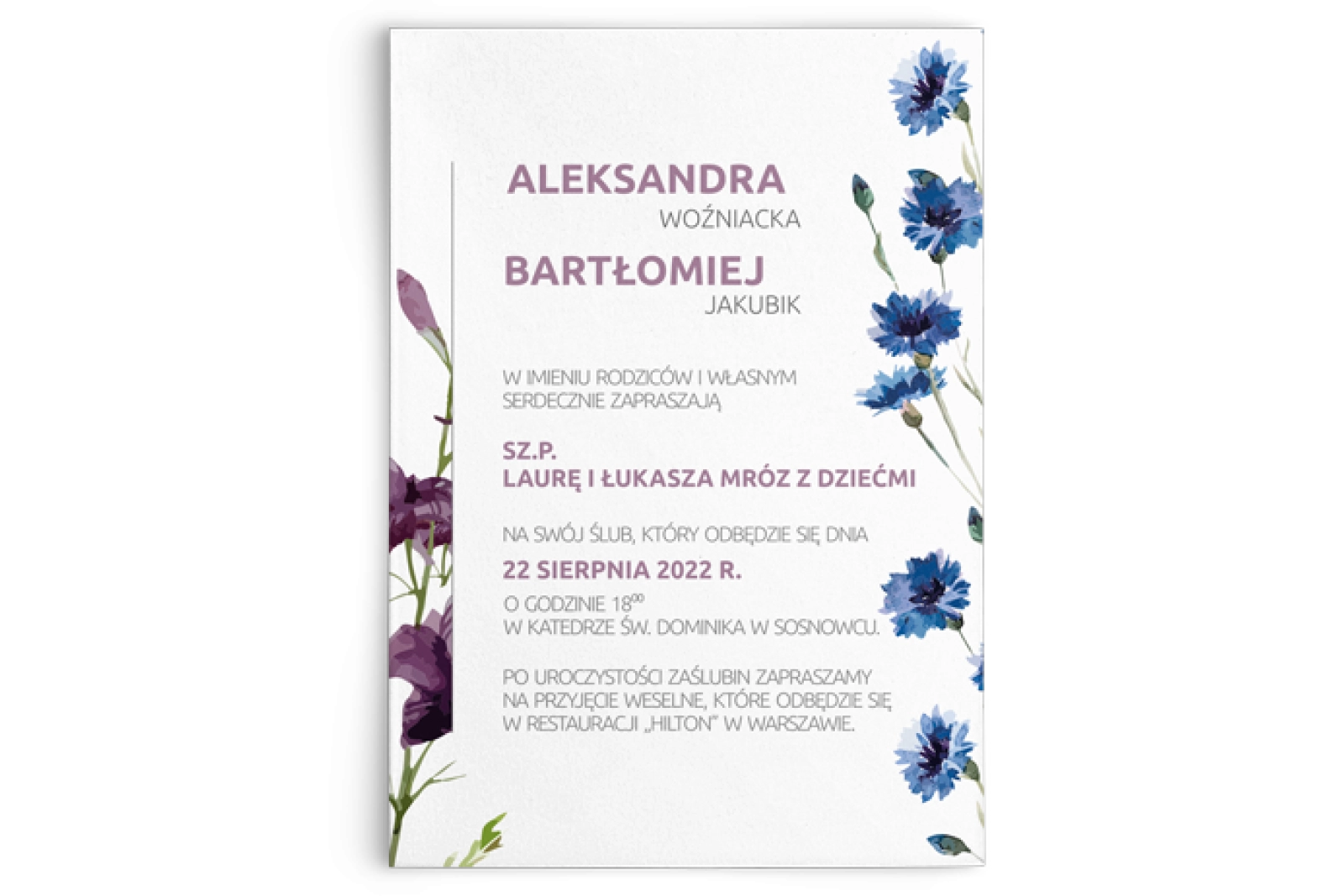 Zaproszenia ślubne Lea - Motyw 1