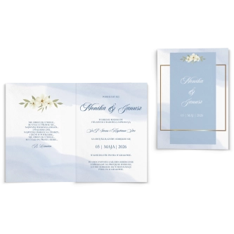 Zaproszenia ślubne Golden Square - Składane motyw 1