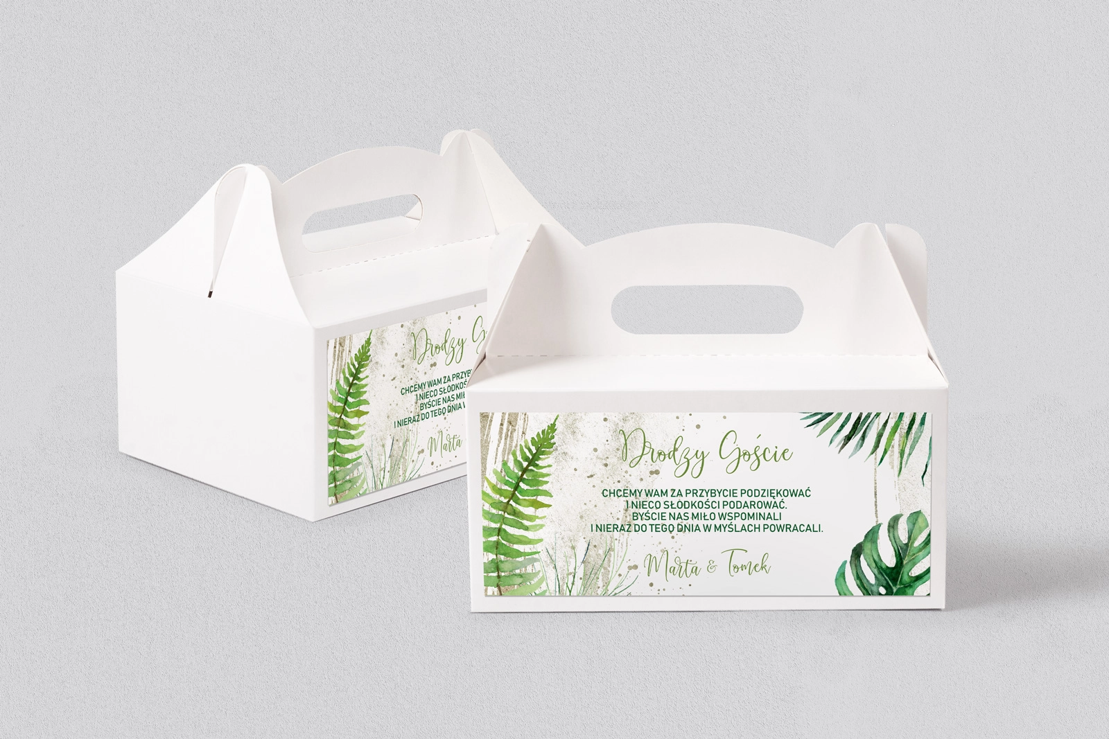 Pudełko na ciasto weselne Tropical - Motyw 1