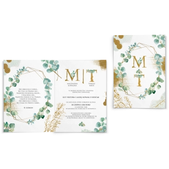 Zaproszenia ślubne Golden Green - Składane Motyw 2