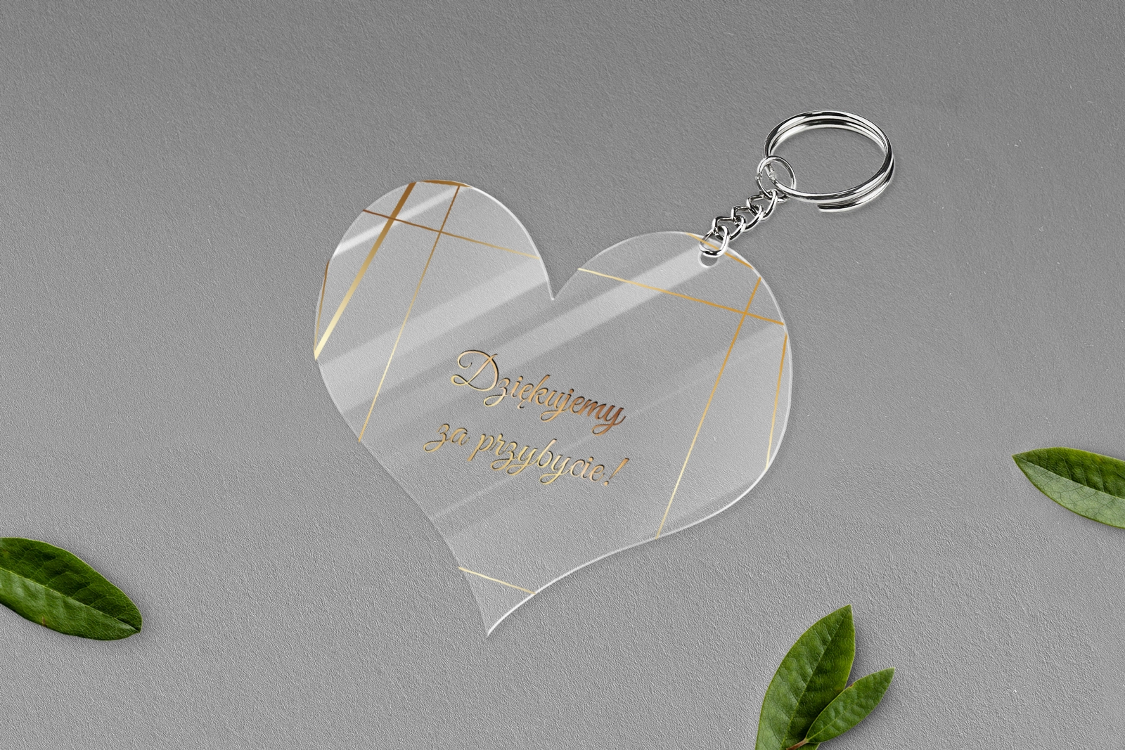 Breloki z Nadrukiem - Serce Marmur & Złoto - Motyw 2