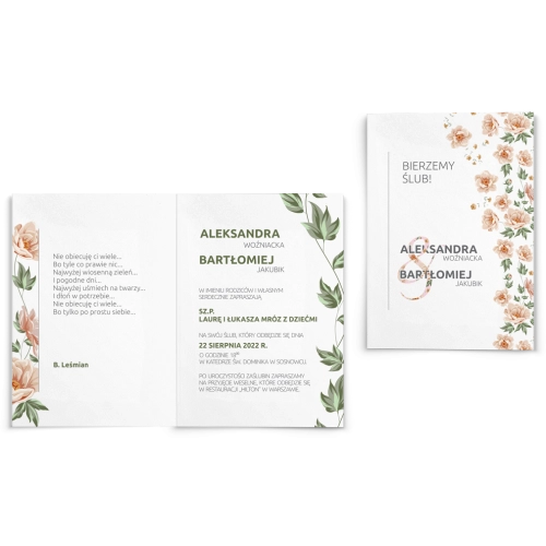 Zaproszenia ślubne Lea - Składane Motyw 3