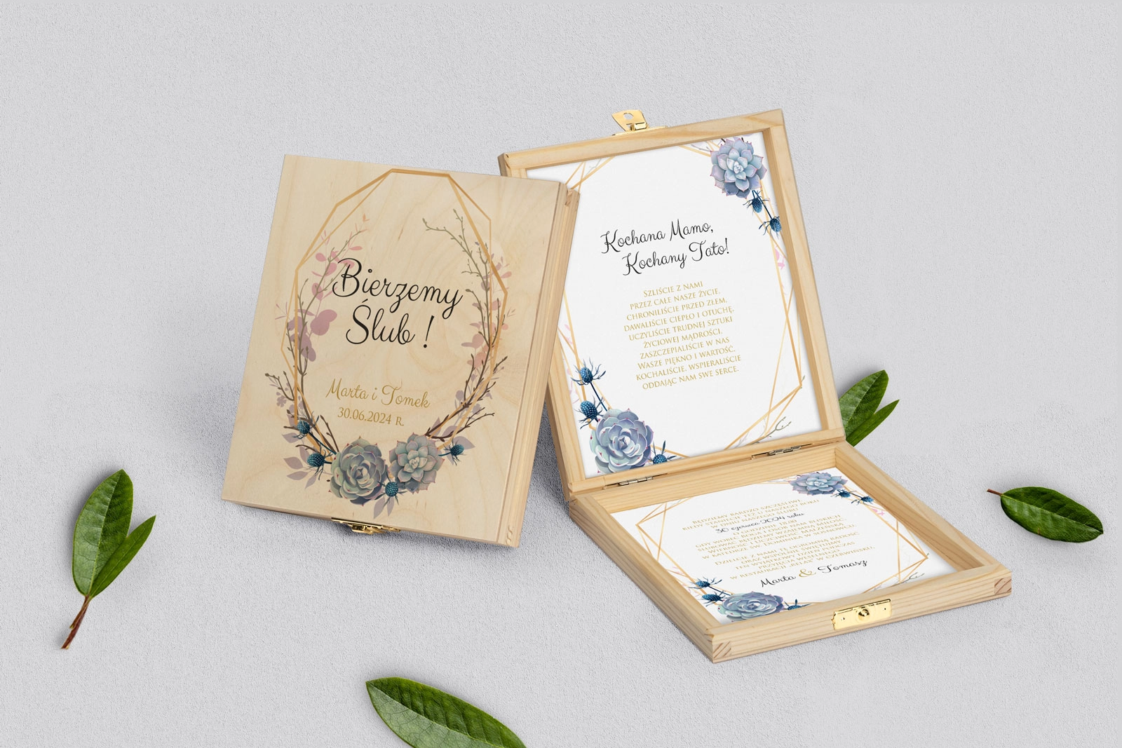 Zaproszenie dla Rodziców - naturalne Flowers & Frame Motyw 6