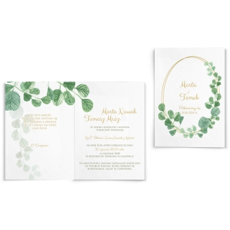 Zaproszenia ślubne Liście - Składane Motyw 6
