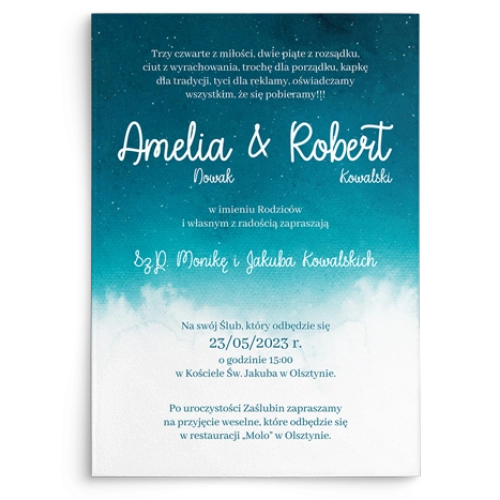 Zaproszenia ślubne Cloud -  motyw 1