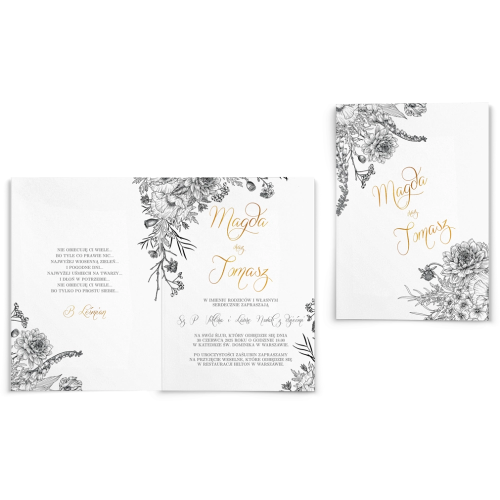 Zaproszenia ślubne Adore - Składane Motyw 1