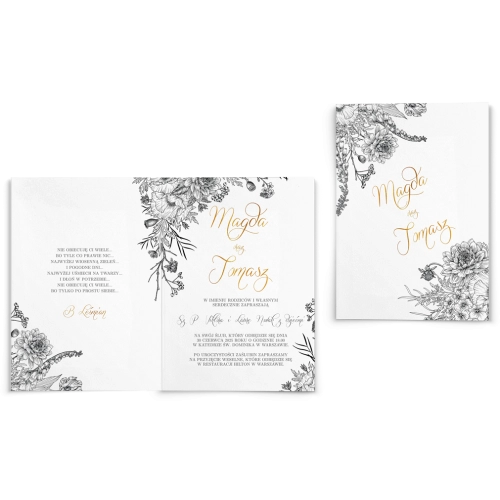 Zaproszenia ślubne Adore - Składane Motyw 1