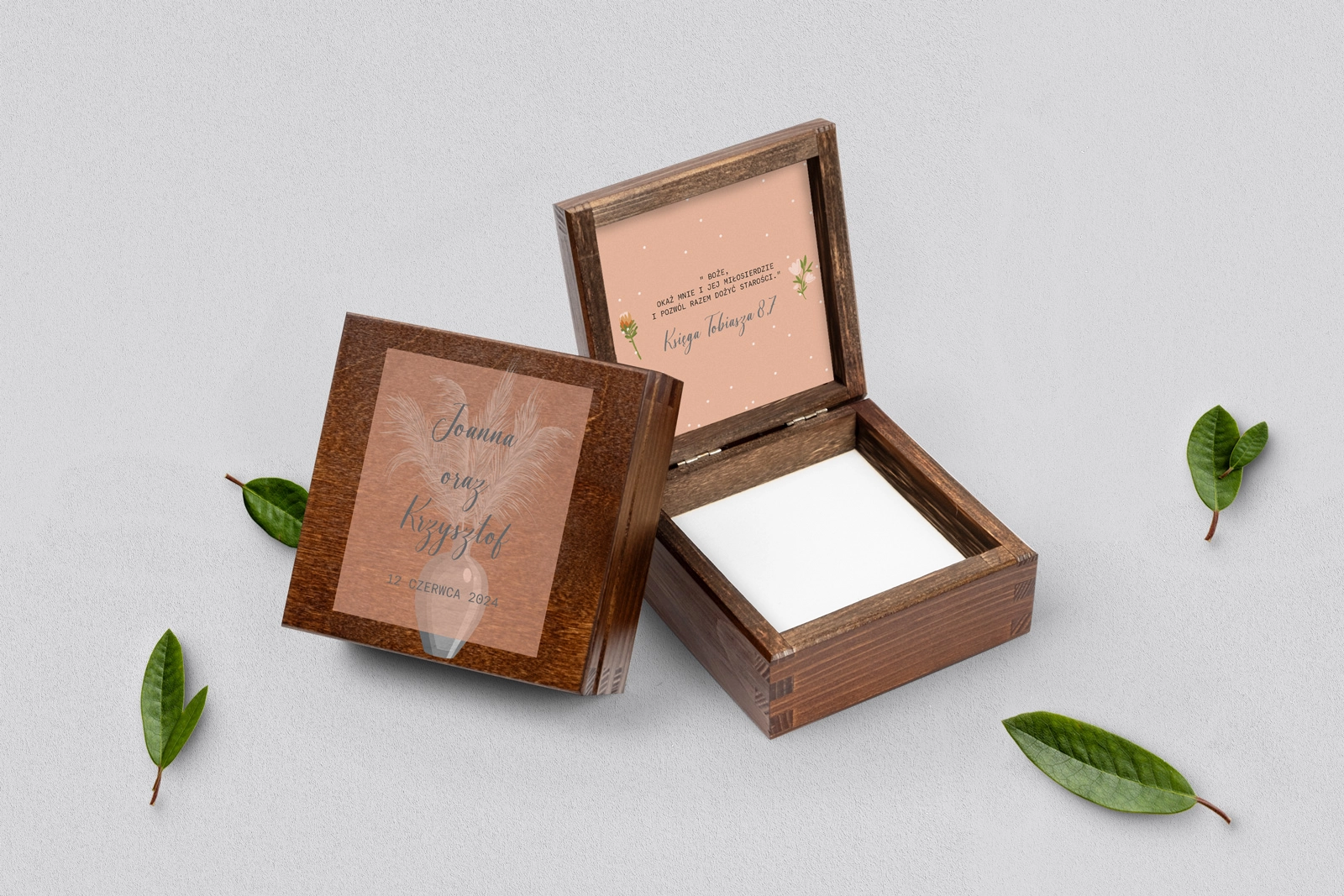 Pudełko na obrączki brązowe - Butterflies Motyw 4