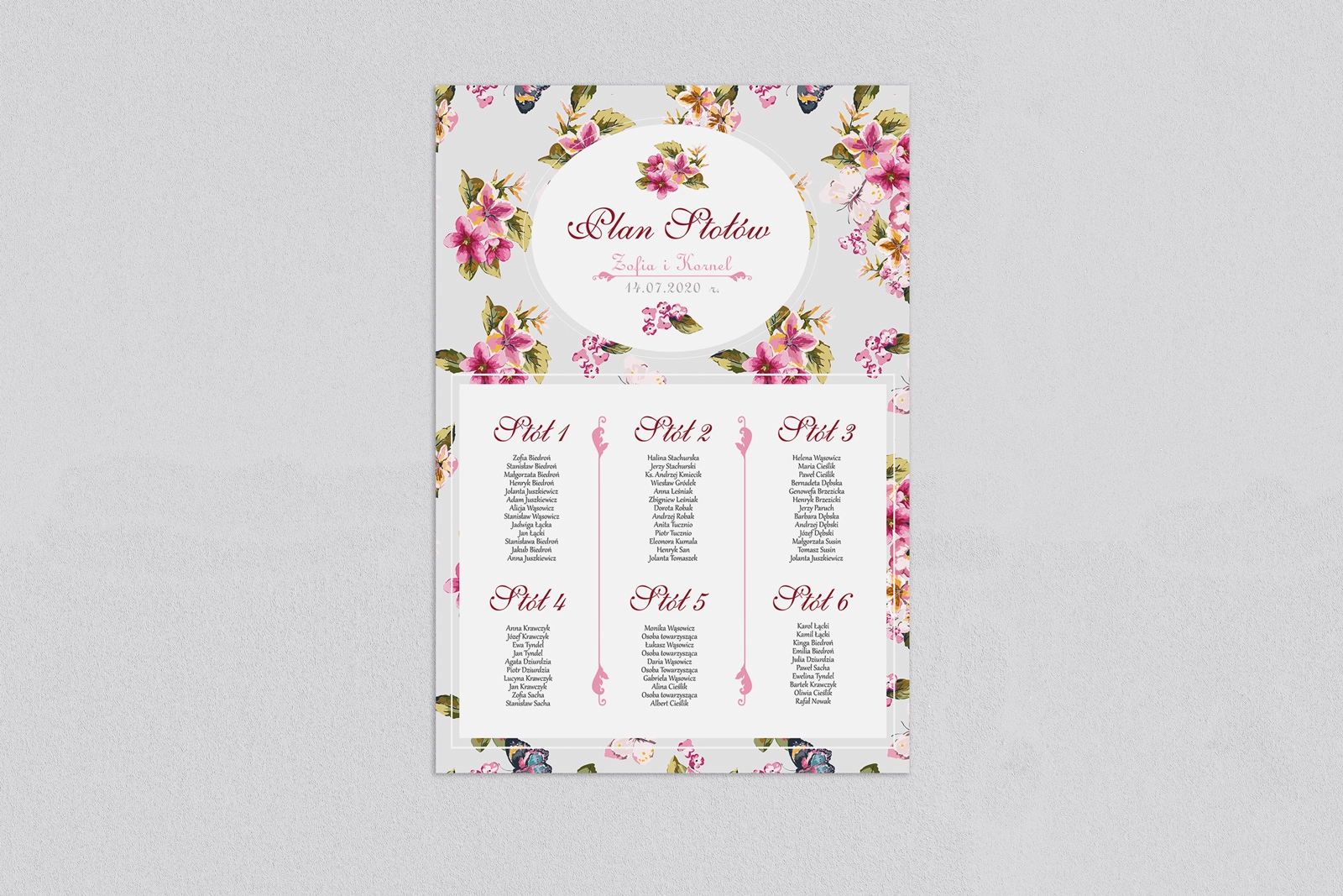 Plan stołów weselnych Pobieramy się - Motyw 2