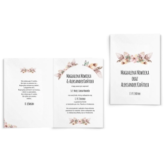 Zaproszenia ślubne Piórko - Składane motyw 1