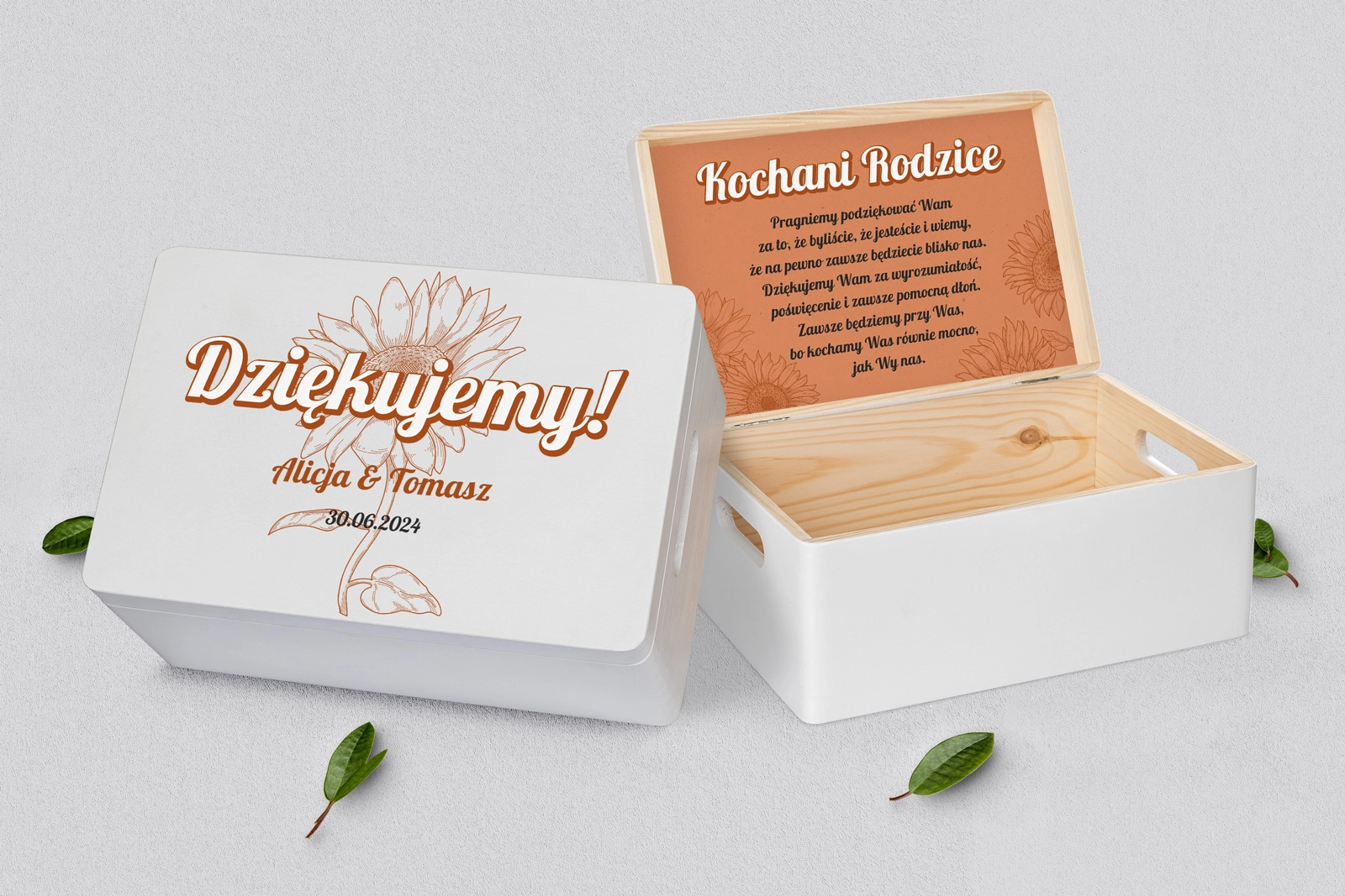 Skrzyneczka dla Rodziców - biała Sunflowers Motyw 2