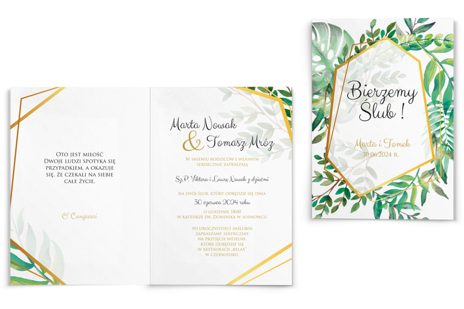 Zaproszenia ślubne Flowers & Frame - Składane Motyw 2