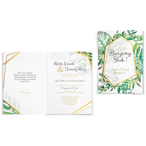 Zaproszenia ślubne Flowers & Frame - Składane Motyw 2