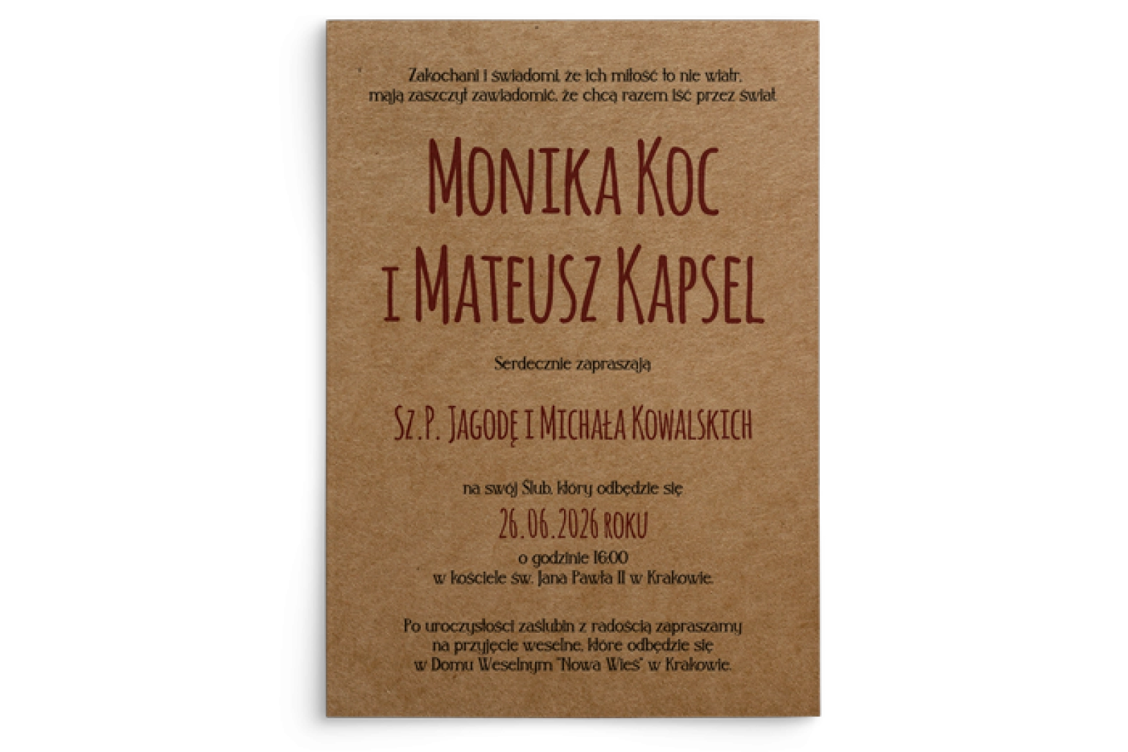 Zaproszenia ślubne Trip - Motyw 1