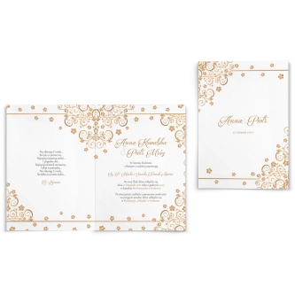 Zaproszenia ślubne Maja - Składane Motyw Złote