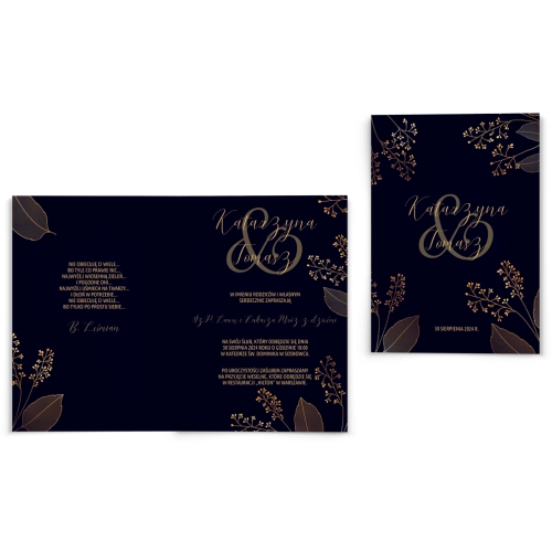 Zaproszenia ślubne Goldish - Składane Motyw1