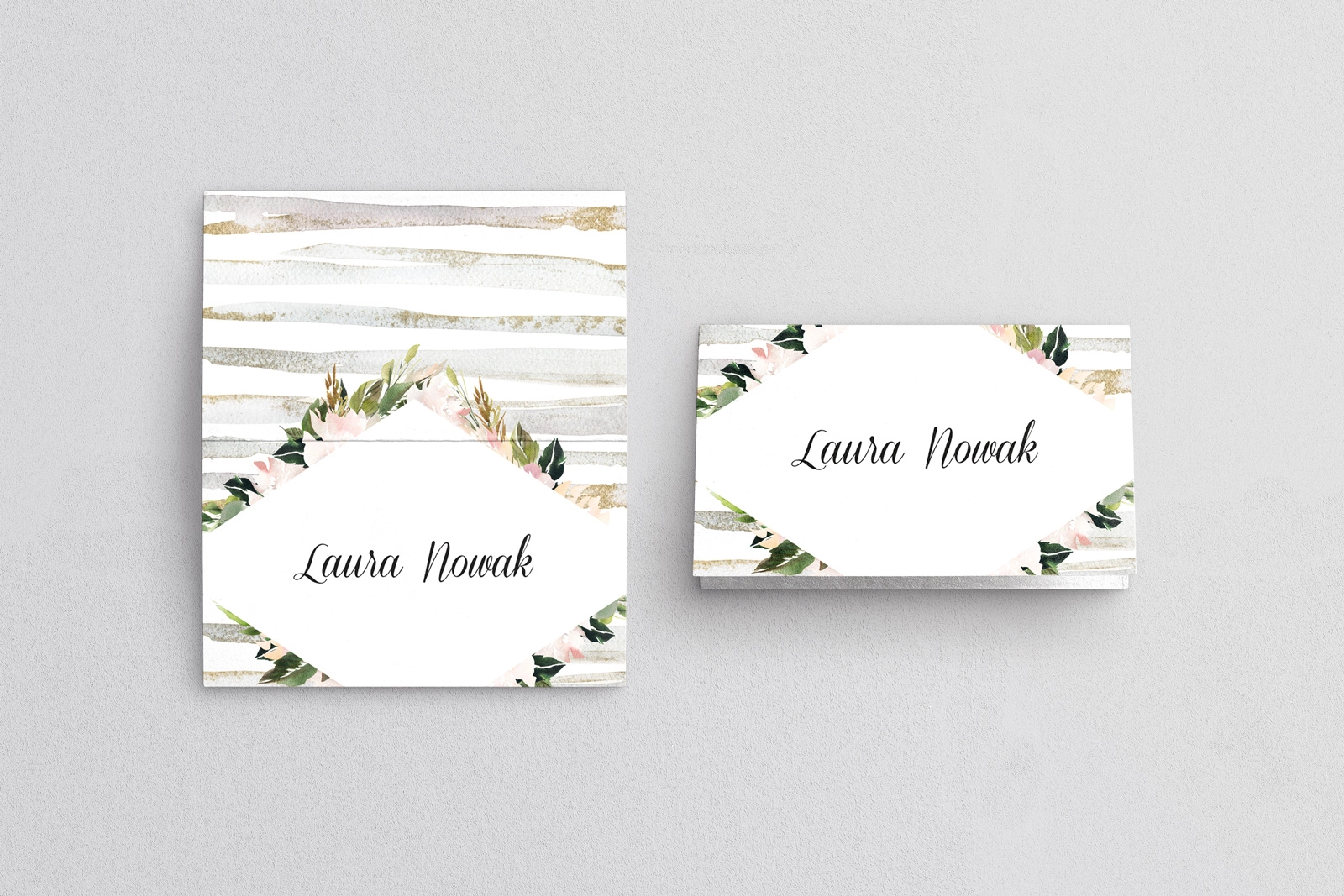 Winietki ślubne składane Akwarelka - Motyw 1