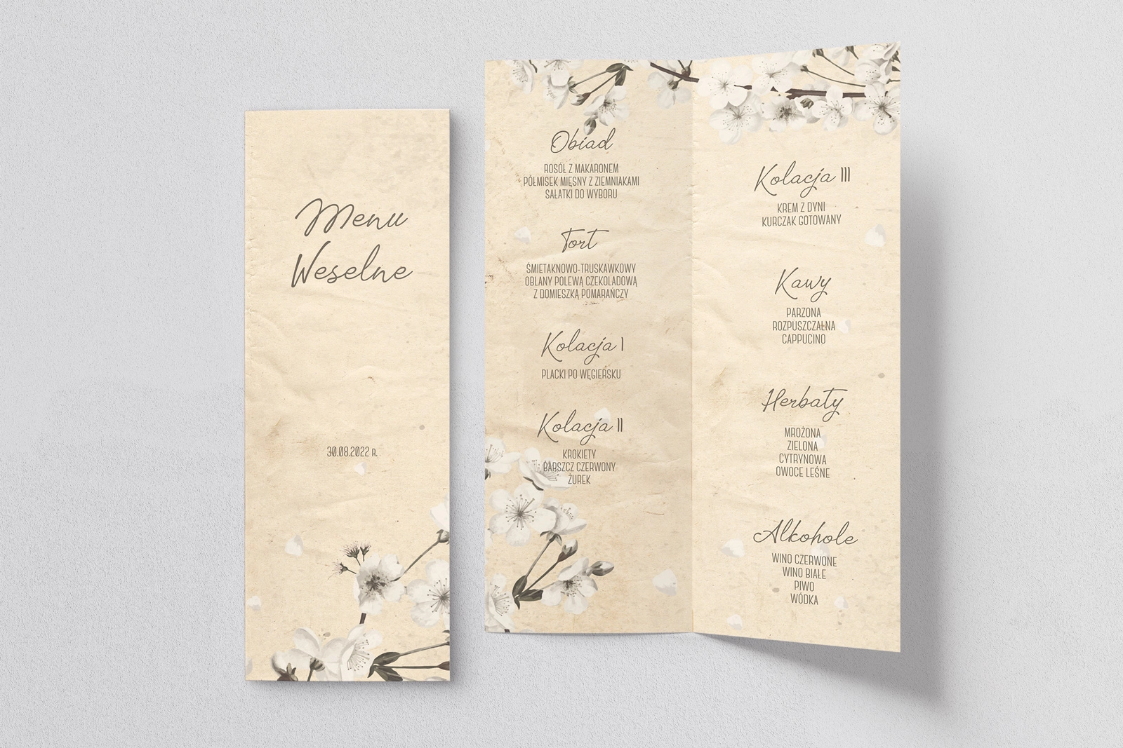 Menu Weselne Old Fashion - Motyw 2