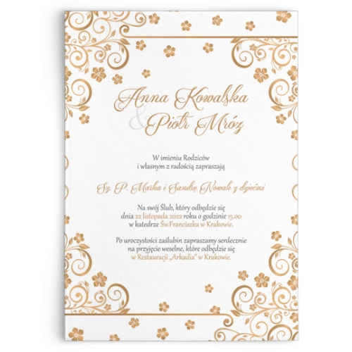 Zaproszenia ślubne Maja- Motyw Złoty