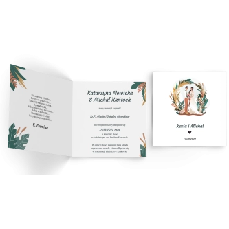 Zaproszenia ślubne Boho wedding - Składane Kwadrat Motyw 1