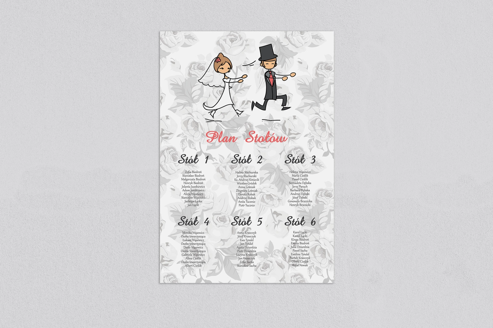 Plan stołów weselnych Zakochani Motyw 2