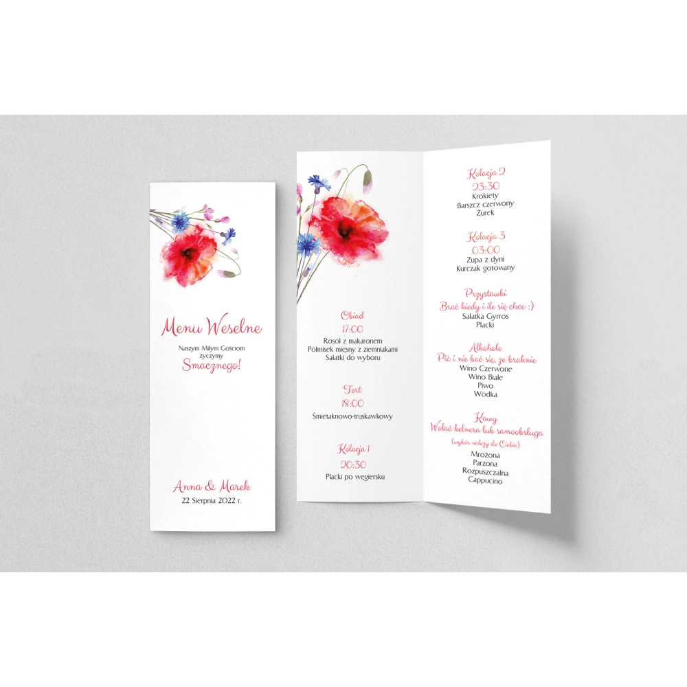Menu Weselne Sweet Love - Motyw 2