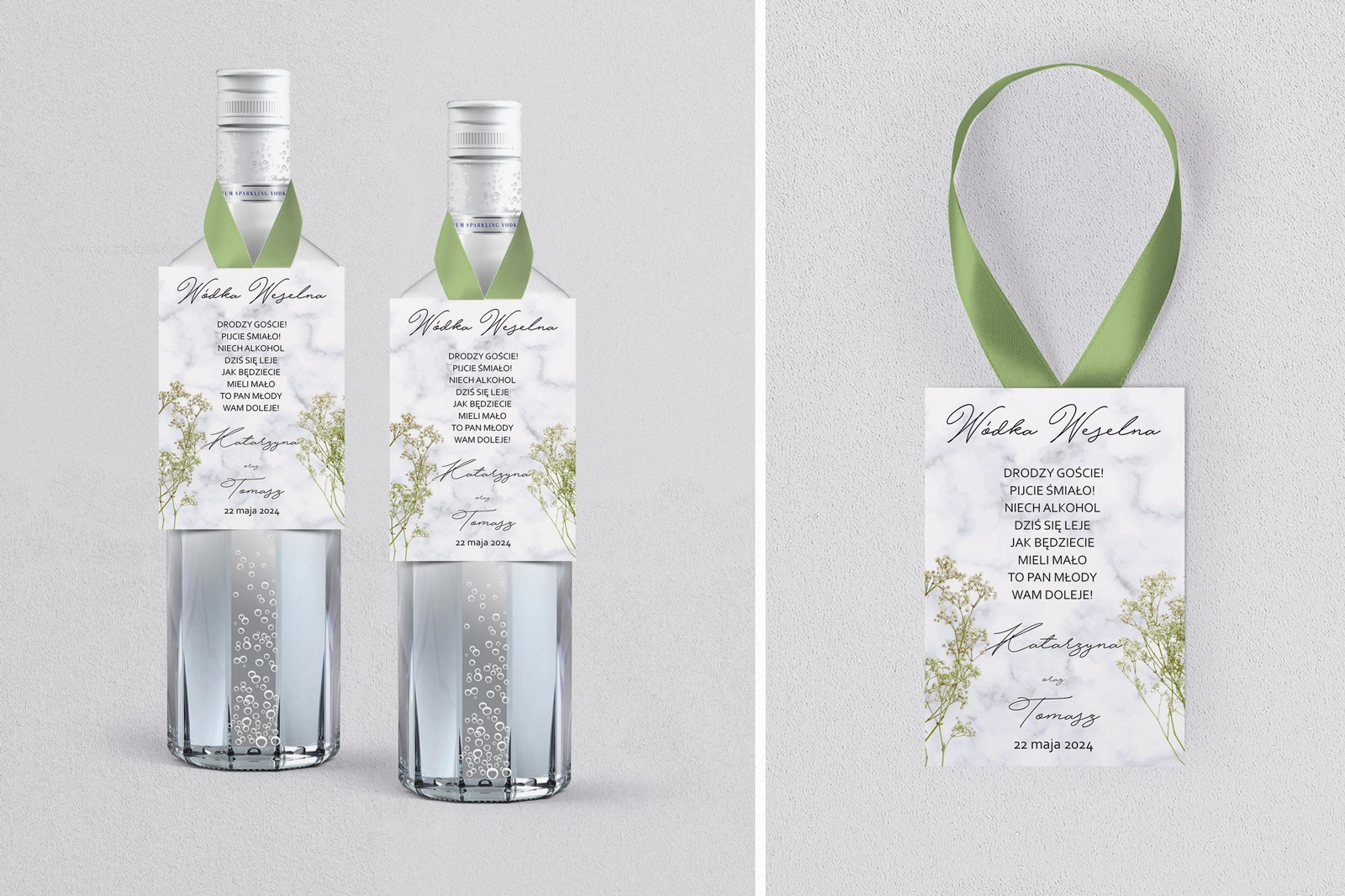 Zawieszka na alkohol Marble leaf - Motyw 3