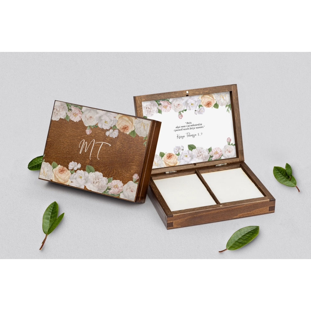 Pudełko na obrączki prostokątne brązowe - Ofelia Motyw 3