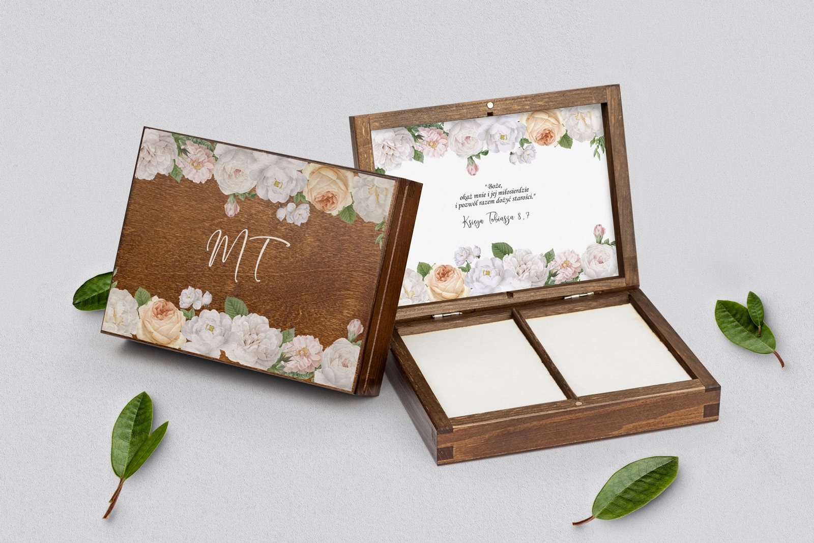 Pudełko na obrączki prostokątne brązowe - Ofelia Motyw 3