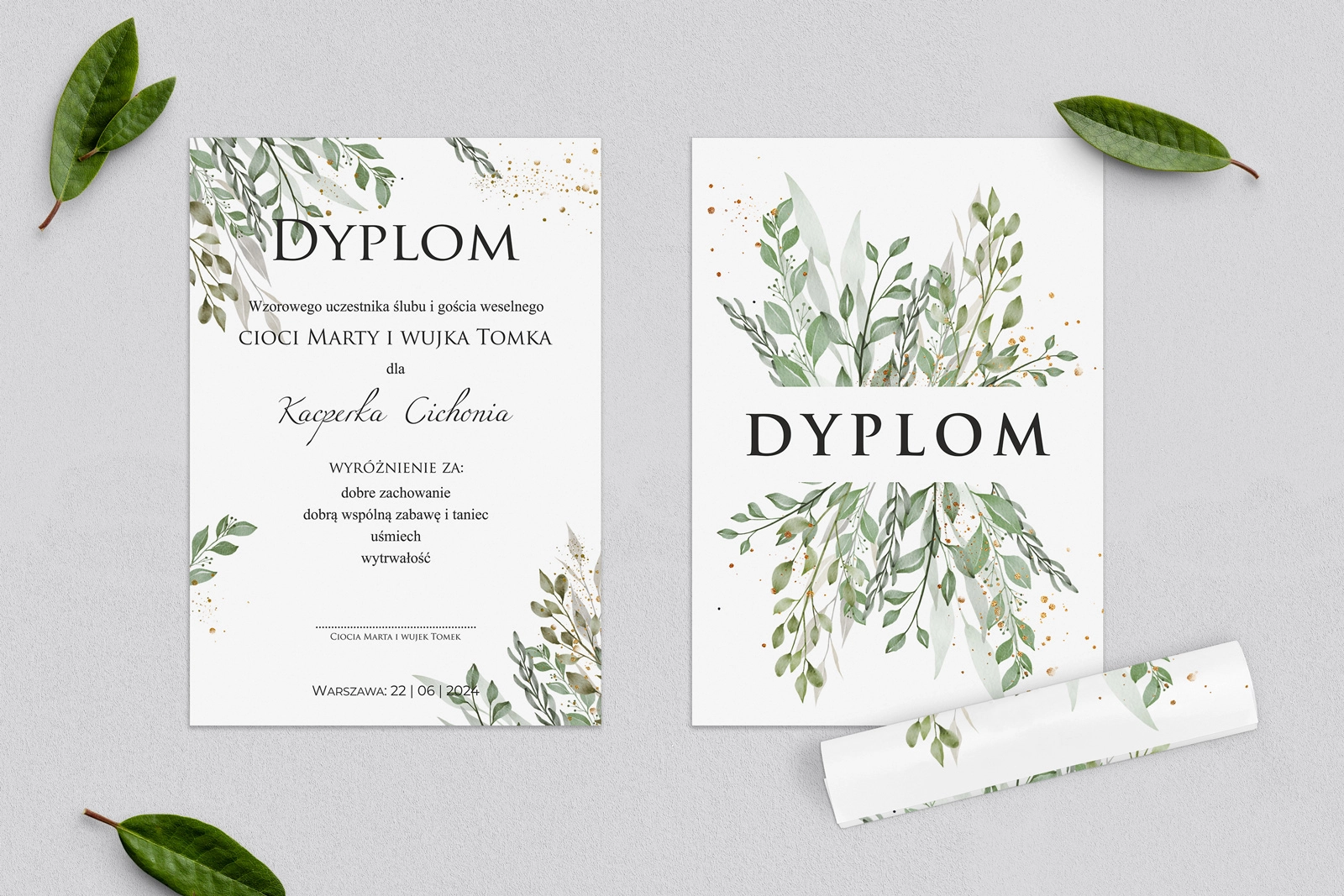 Dyplomy dla Dzieci - Leaves Motyw 3