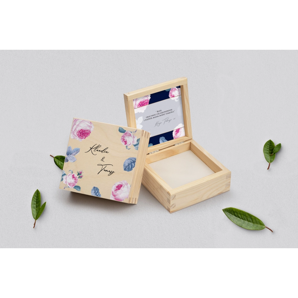 Pudełko na obrączki naturalne - Loveletter Motyw 3