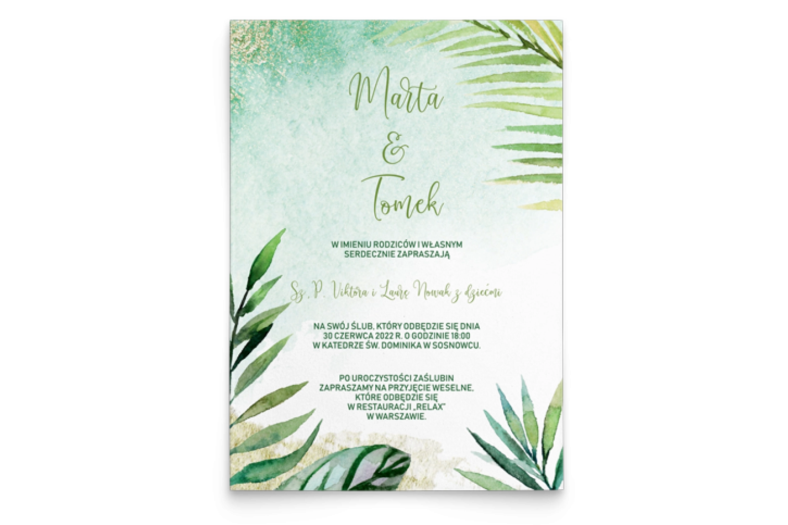 Zaproszenia ślubne Tropical - Motyw 4