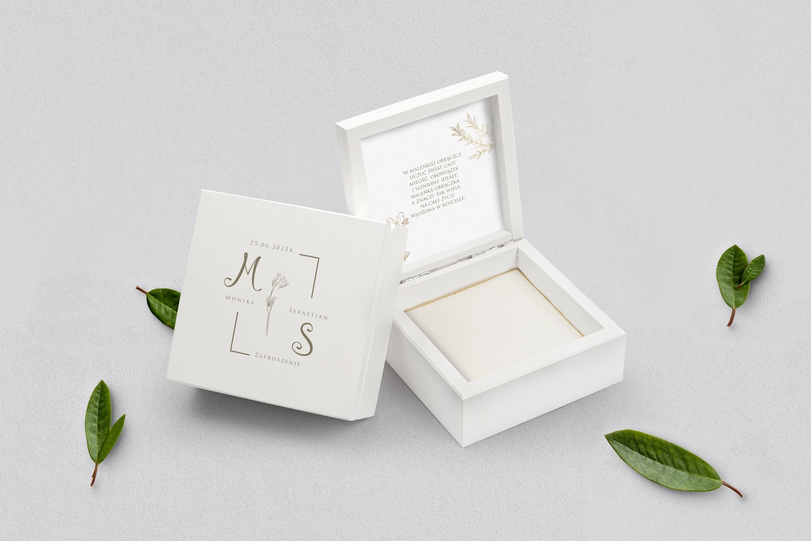 Pudełko na obrączki białe - Fiori Motyw 4