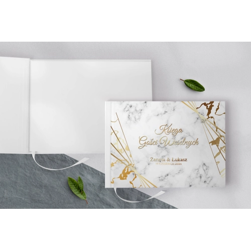 Księga Gości Weselnych Marmur & Złoto Motyw 4