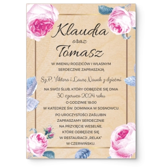 Zaproszenia ślubne Dream - Drewniane Motyw 3