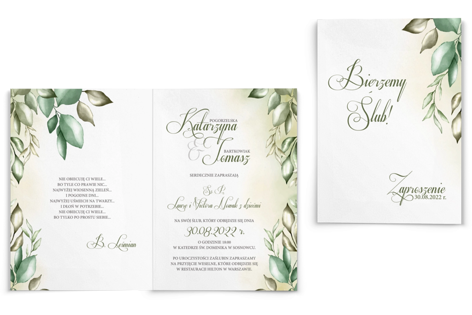 Zaproszenia ślubne About You - Składane Motyw 1