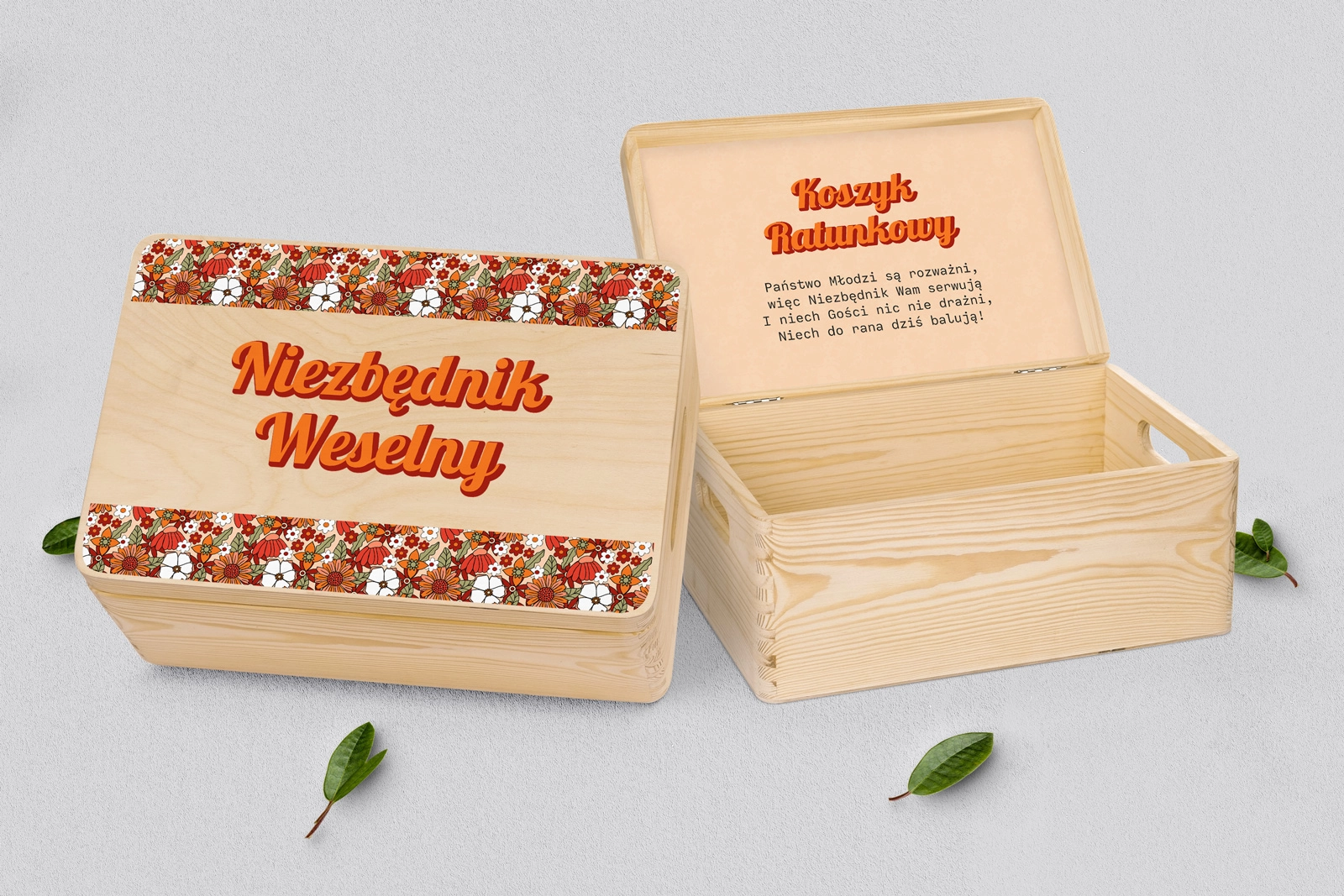 Koszyczek ratunkowy weselny naturalny - Retro Style Motyw 3